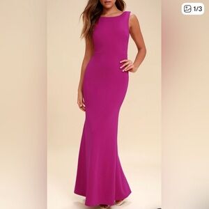 Lulu's Magenta Backless Gown